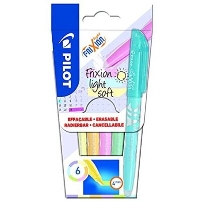 Pilot FriXion Light Soft Erasable Highlighters Set of 6 (Pastel Pink, Yellow, Pu Pilot FriXion Light Soft Erasable Highlighters Set of 6 (Pastel Pink, Yellow, Pu