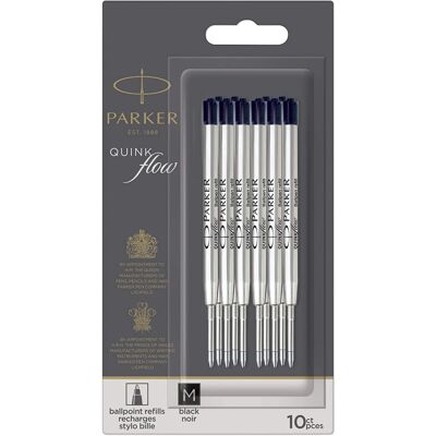 Parker QUINKflow Ballpoint Pen Ink Refills Medium Tip Black 10 Count Parker QUINKflow Ballpoint Pen Ink Refills Medium Tip Black 10 Count