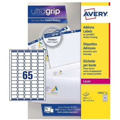 Avery Self Adhesive Mini Organising Return Address Labels, Laser Printers, 65 La Avery Self Adhesive Mini Organising Return Address Labels, Laser Printers, 65 La