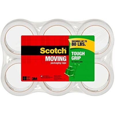 Scotch Tough Grip Moving Packaging Tape, 1.88 in. x 43.7 yd., 6 Roll/sPack Scotch Tough Grip Moving Packaging Tape, 1.88 in. x 43.7 yd., 6 Roll/sPack