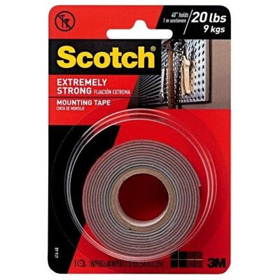 Scotch Extreme Double-Sided Mounting Tape, 1 in x 48 in, Black, 1 Roll Scotch Extreme Double-Sided Mounting Tape, 1 in x 48 in, Black, 1 Roll