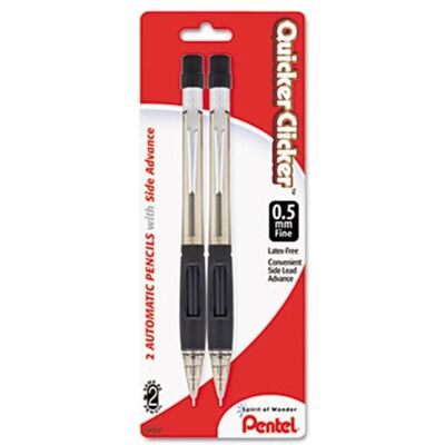 Pentel Quicker Clicker Mechanical Pencil 0.5 mm Smoke 2-Pk Pentel Quicker Clicker Mechanical Pencil 0.5 mm Smoke 2-Pk