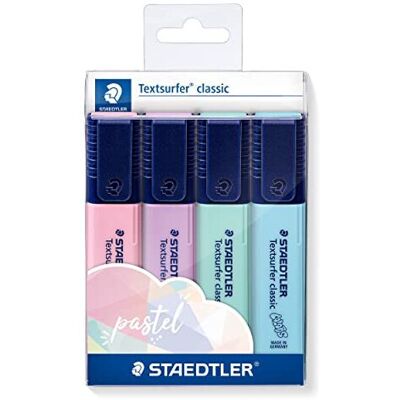 STAEDTLER 364 CWP4PA Textsurfer Highlighter Classic, Pastel Colours - Pack of 4 STAEDTLER 364 CWP4PA Textsurfer Highlighter Classic, Pastel Colours - Pack of 4