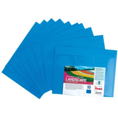 Pentel Recycology A4 Plastic Document Wallet Envelopes - Landscape - Folding Tab Pentel Recycology A4 Plastic Document Wallet Envelopes - Landscape - Folding Tab