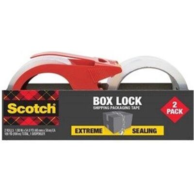 Scotch MMM395021RD Box Lock Dispenser Packaging Tape with Dispenser - Pack of 2 Scotch MMM395021RD Box Lock Dispenser Packaging Tape with Dispenser - Pack of 2