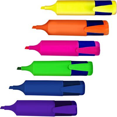 SOL (6 units (1 x 6pk)) 6-18 Assorted Highlighter Pens Fluorescent Bright SOL (6 units (1 x 6pk)) 6-18 Assorted Highlighter Pens Fluorescent Bright