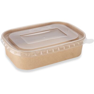 HOT BARGAINS (500 ml, 300) Kraft Paper Disposable Container with Plastic Lids High Quality Ta HOT BARGAINS (500 ml, 300) Kraft Paper Disposable Container with Plastic Lids High Quality Ta