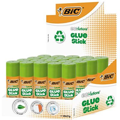 BIC Ecolutions Glue Stick (Box of 20), Green, 21g BIC Ecolutions Glue Stick (Box of 20), Green, 21g
