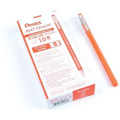 Pentel Mattehop 1.0mm Gel Roller Orange - Pack of 12 Pentel Mattehop 1.0mm Gel Roller Orange - Pack of 12