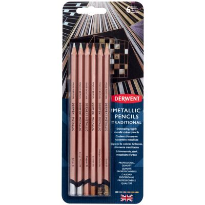 Derwent Metallic Color Pencils - 6 Colors - Black Paper Derwent Metallic Color Pencils - 6 Colors - Black Paper