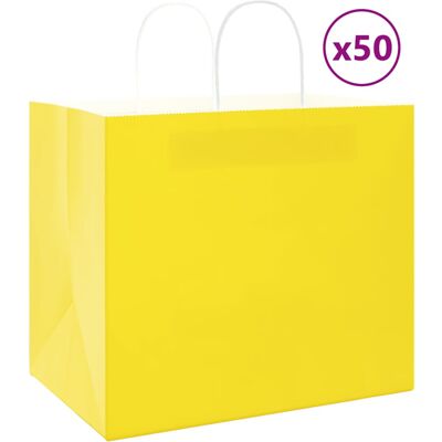 vidaXL Paper Carrier Bags 50 pcs. Yellow 32x22x28 cm - Paper Carrier Bags vidaXL Paper Carrier Bags 50 pcs. Yellow 32x22x28 cm - Paper Carrier Bags