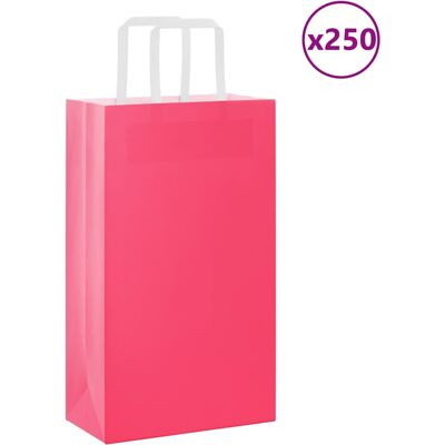 vidaXL Pink Paper Bags 250 pcs - Durable with Handles vidaXL Pink Paper Bags 250 pcs - Durable with Handles