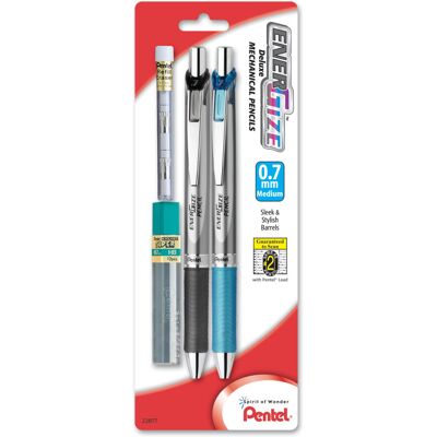 Pentel EnerGize Automatic Pencil with Lead and Erasers 0.7mm Assorted 2 Pack Pentel EnerGize Automatic Pencil with Lead and Erasers 0.7mm Assorted 2 Pack