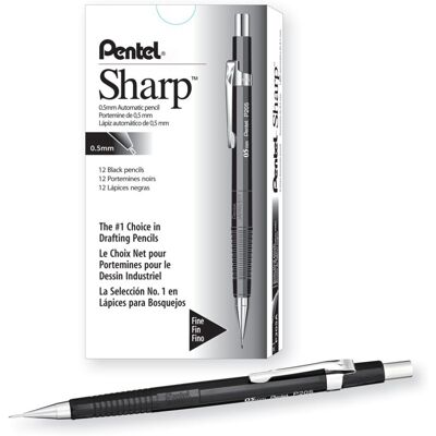 Pentel Sharp Automatic Pencil 0.5mm Lead Size Black Barrel(P205A) Box of 12 Pentel Sharp Automatic Pencil 0.5mm Lead Size Black Barrel(P205A) Box of 12