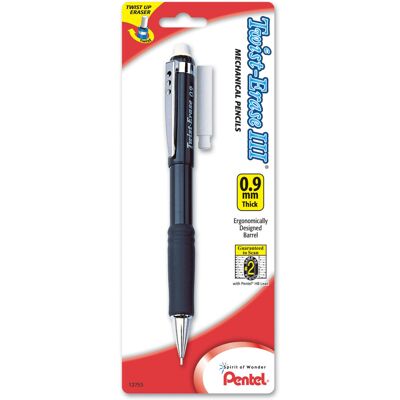Pentel Twist-Erase III Automatic Pencil with 1 Eraser Refill 0.9mm Assorted Ba Pentel Twist-Erase III Automatic Pencil with 1 Eraser Refill 0.9mm Assorted Ba