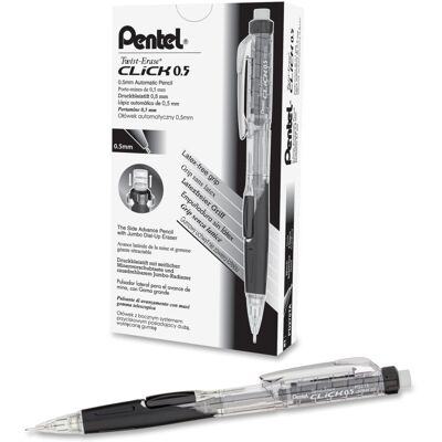 Pentel Twist-Erase Click Mechanical Pencil 2 Lead 0.5 mm Refillable Transpar Pentel Twist-Erase Click Mechanical Pencil 2 Lead 0.5 mm Refillable Transpar