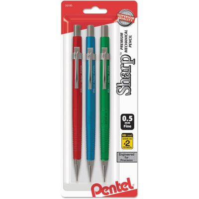Pentel Sharp Mechanical Drafting Pencil 0.5 Mm Assorted Metallic Barrels 3/pack Pentel Sharp Mechanical Drafting Pencil 0.5 Mm Assorted Metallic Barrels 3/pack