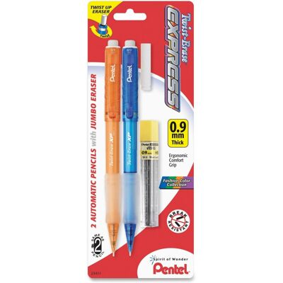 Pentel Twist-Erase Express Automatic Pencil with Lead and Eraser 0.9mm QE419FLE Pentel Twist-Erase Express Automatic Pencil with Lead and Eraser 0.9mm QE419FLE