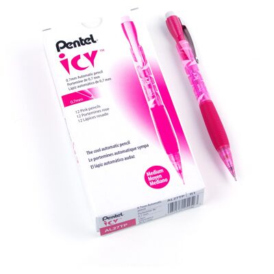 Pentel Icy Mechanical Pencil 0.7mm Tinted Pink Barrel Box of 12 AL27TP Pentel Icy Mechanical Pencil 0.7mm Tinted Pink Barrel Box of 12 AL27TP