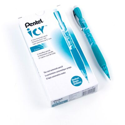 Pentel Icy Mechanical Pencil 0.7mm Tinted Teal Blue Barrel Box of 12 AL27TS Pentel Icy Mechanical Pencil 0.7mm Tinted Teal Blue Barrel Box of 12 AL27TS