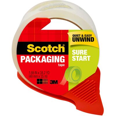 Scotch Sure Start Shipping Packaging Tape 1.88""x 38.2 yd Designed for Packing Scotch Sure Start Shipping Packaging Tape 1.88""x 38.2 yd Designed for Packing