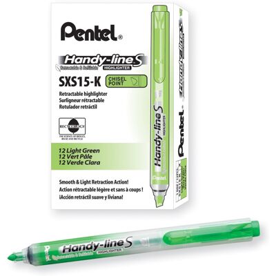 Pentel Handy-Line S Retractable and Refillable Chisel Tip Highlighter Light Gre Pentel Handy-Line S Retractable and Refillable Chisel Tip Highlighter Light Gre