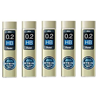 Pentel Ain Mechanical Pencil Leads 0.2mm HB 5 Pack/total 100 Leads Value Set Pentel Ain Mechanical Pencil Leads 0.2mm HB 5 Pack/total 100 Leads Value Set