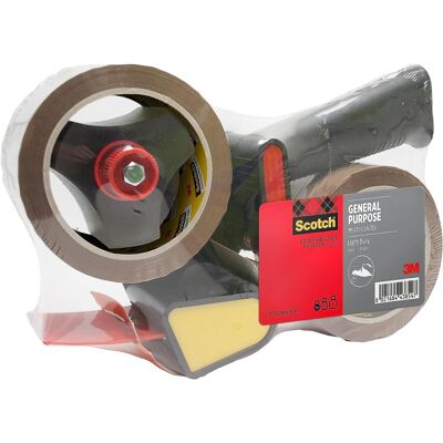 Scotch Pistol Grip Dispenser + General Purpose Tape Low Noise Brown 50 mm x 66 m Scotch Pistol Grip Dispenser + General Purpose Tape Low Noise Brown 50 mm x 66 m