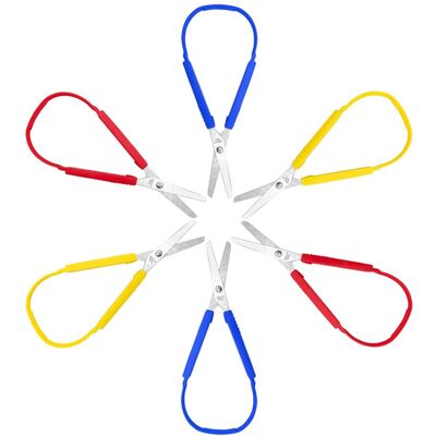 Torribaly 6 Pcs Loop Scissors Grip Scissor Colorful Self-Opening Adaptive Cutting Scissors Torribaly 6 Pcs Loop Scissors Grip Scissor Colorful Self-Opening Adaptive Cutting Scissors