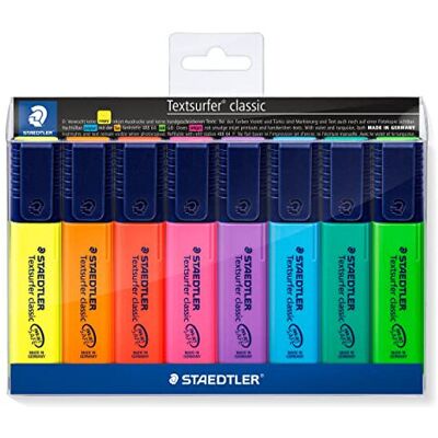 STAEDTLER 364 WP8 Textsurfer Classic Highlighter Pen - Assorted Colours (Wallet STAEDTLER 364 WP8 Textsurfer Classic Highlighter Pen - Assorted Colours (Wallet