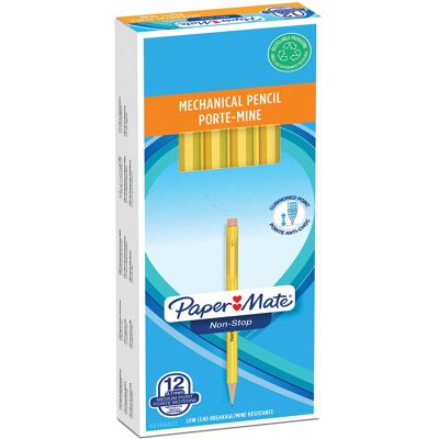 Paper Mate Non-Stop Mechanical Pencil 0.7mm HB #2 Yellow Barrel 12 Count Paper Mate Non-Stop Mechanical Pencil 0.7mm HB #2 Yellow Barrel 12 Count