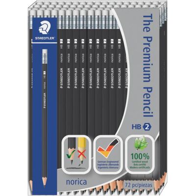 Staedtler The Premium Pencil Norica HB2 Black Barrel Wood Pencils - 72 Pack Staedtler The Premium Pencil Norica HB2 Black Barrel Wood Pencils - 72 Pack