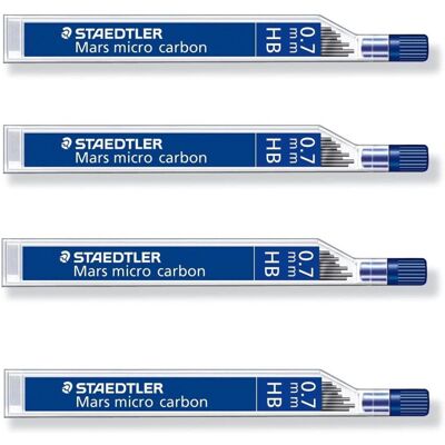 STAEDTLER Mars Micro Carbon 250 0.7mm 2B - Pencil Lead Refills - 4 Tubes/Packs ( STAEDTLER Mars Micro Carbon 250 0.7mm 2B - Pencil Lead Refills - 4 Tubes/Packs (