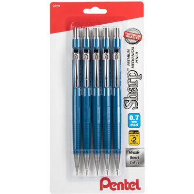Pentel Sharp Mechanical Pencil (0.7mm) Blue Barrel 5 Pack Pentel Sharp Mechanical Pencil (0.7mm) Blue Barrel 5 Pack