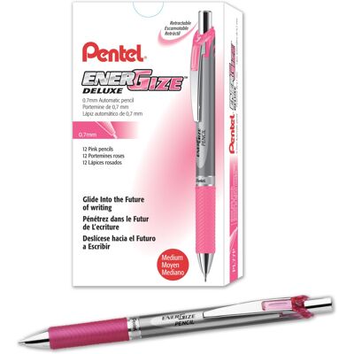 Pentel EnerGize Mechanical Pencil (0.7mm) Pink Accents Box of 12 (PL77P) Pentel EnerGize Mechanical Pencil (0.7mm) Pink Accents Box of 12 (PL77P)