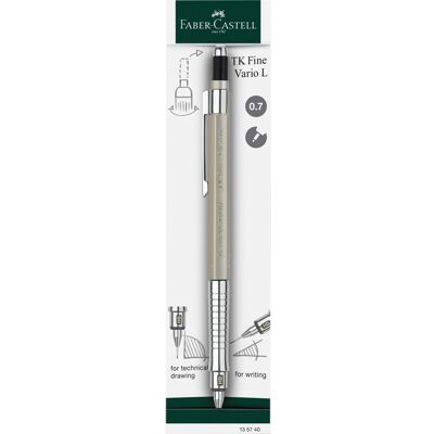 Faber TK-Fine Vario L 135740 Mechanical Pencil 0.7 mm Champagne Gold with Soft/Hard Me Faber TK-Fine Vario L 135740 Mechanical Pencil 0.7 mm Champagne Gold with Soft/Hard Me