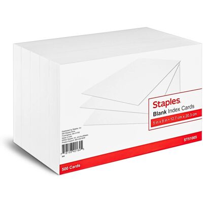 Staples 233460 5-Inch X 8-Inch Unruled Index Cards 500/Pack (51005) Staples 233460 5-Inch X 8-Inch Unruled Index Cards 500/Pack (51005)