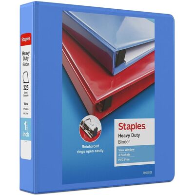 Staples 82683 Heavy Duty 1 1/2-Inch 3-Ring View Binder Periwinkle (24678) Staples 82683 Heavy Duty 1 1/2-Inch 3-Ring View Binder Periwinkle (24678)