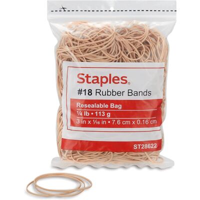 Staples 646090 Economy Rubber Bands Size #18 Staples 646090 Economy Rubber Bands Size #18