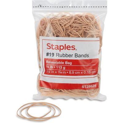 Staples 646092 Economy Rubber Bands Size #19 1/4 Lb. Staples 646092 Economy Rubber Bands Size #19 1/4 Lb.