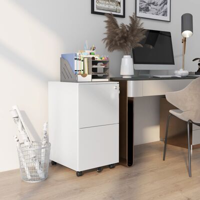 Vinsetto White 2-Drawer Lockable File Cabinet - Office Storage Vinsetto White 2-Drawer Lockable File Cabinet - Office Storage