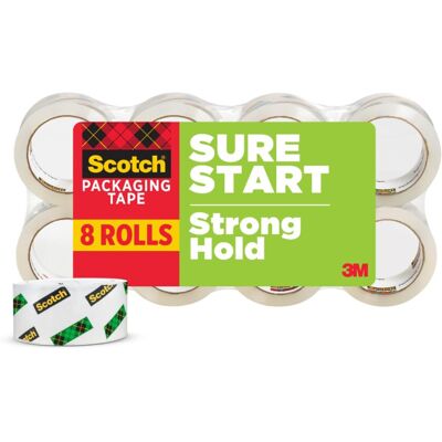 Scotch Sure Start Packing Tape, Clear, Holiday Wrapping Tape with Quiet Unwind a Scotch Sure Start Packing Tape, Clear, Holiday Wrapping Tape with Quiet Unwind a