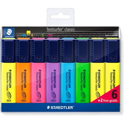 STAEDTLER Highlighter Pens Multipack - Textsurfer - Chisel Tip - 7 Assorted Neon STAEDTLER Highlighter Pens Multipack - Textsurfer - Chisel Tip - 7 Assorted Neon