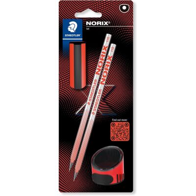 Staedtler NORIX HB Pencils, Eraser, Sharpener Coral Staedtler NORIX HB Pencils, Eraser, Sharpener Coral