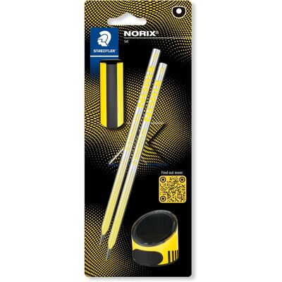 Staedtler NORIX HB Pencils, Eraser, Sharpener Yellow Staedtler NORIX HB Pencils, Eraser, Sharpener Yellow