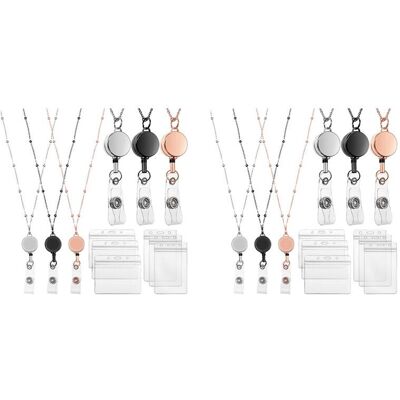 Unbranded Retractable Badge Scroll Lanyard with ID Card Holder, 6Pcs Beaded Badge Lanyard Unbranded Retractable Badge Scroll Lanyard with ID Card Holder, 6Pcs Beaded Badge Lanyard