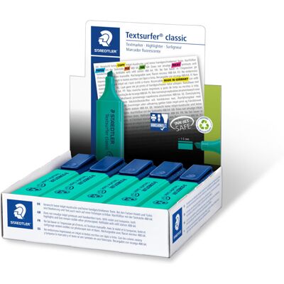 STAEDTLER 364-35 Textsurfer Classic Highlighter - Turquoise (Box of 10) STAEDTLER 364-35 Textsurfer Classic Highlighter - Turquoise (Box of 10)