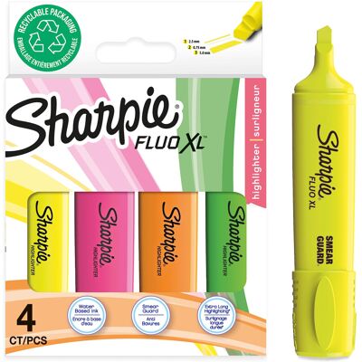 Sharpie Fluo XL Highlighters Chisel Tip Highlighter Pens Highly Visible Yell Sharpie Fluo XL Highlighters Chisel Tip Highlighter Pens Highly Visible Yell