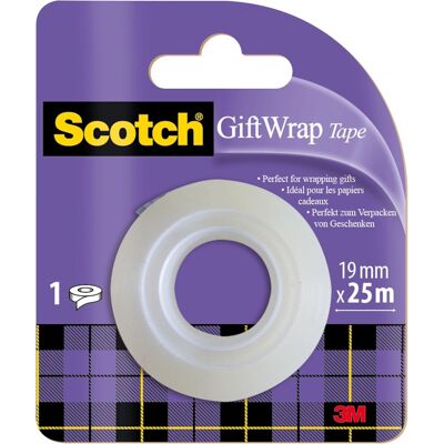 Scotch Gift Wrap Tape, Refill Pack, 1 Roll, 19 mm x 25 m – Satin-Finish Clear St Scotch Gift Wrap Tape, Refill Pack, 1 Roll, 19 mm x 25 m – Satin-Finish Clear St