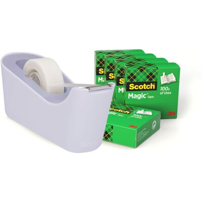 Scotch Tape Dispenser C18, Lavender + Scotch Magic Tape Invisible, 19 mm x 33 m, Scotch Tape Dispenser C18, Lavender + Scotch Magic Tape Invisible, 19 mm x 33 m,